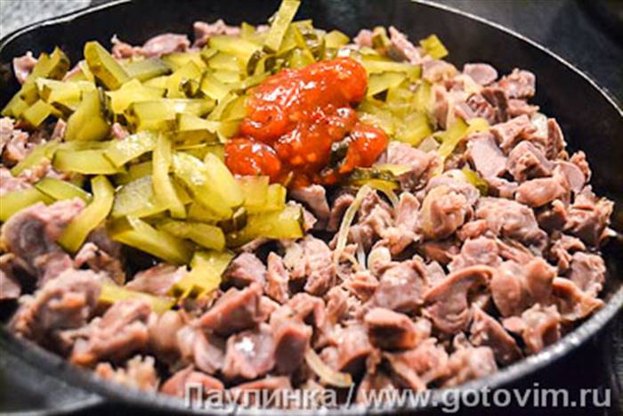 Азу з курячими шлунками, Крок 05