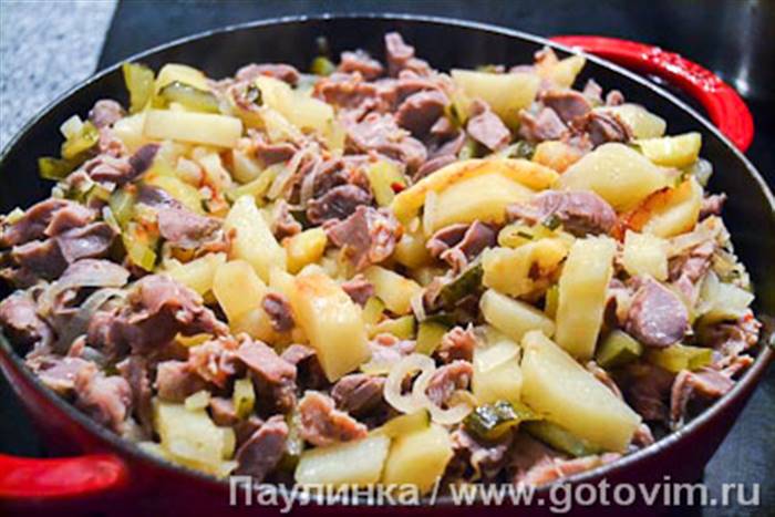 Азу з курячими шлунками, Крок 07