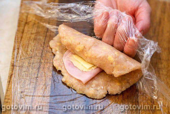Котлети кордон блю з фаршу з шинкою та сиром, Крок 07