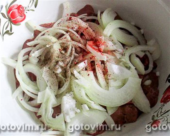 Фотографії рецепта Локшина фунчоза з маринованою курячою печінкою та цибулею, 02 Локшина фунчоза з маринованою курячою печінкою та цибулею, Крок 02