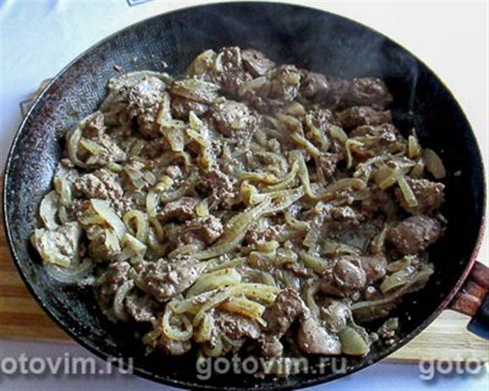 Фотографії рецепта Локшина фунчоза з маринованою курячою печінкою та цибулею, 06 Локшина фунчоза з маринованою курячою печінкою та цибулею, Крок 06