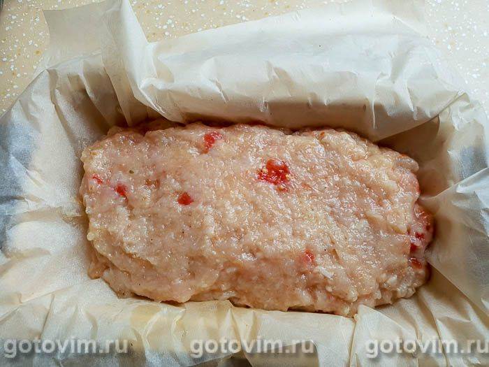 М'ясний хліб з курячого філе зі шматочками пасати з помідорів, Крок 04