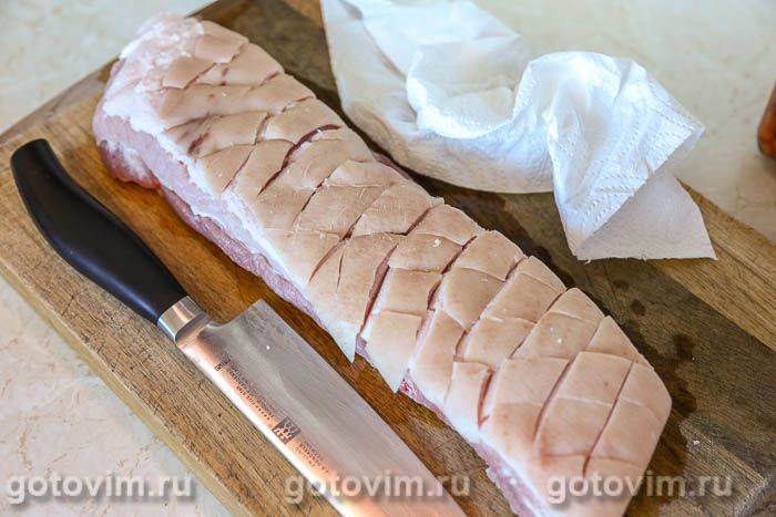 Свиняча грудинка, запечена цілим шматком на шампурах (на мангалі), Крок 01