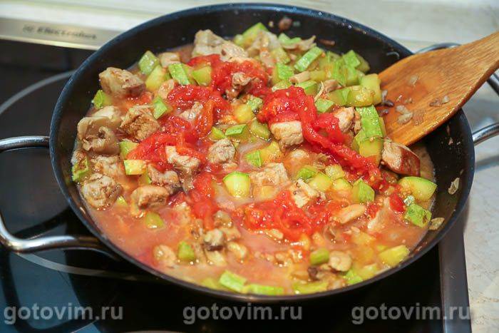 Смажене м'ясо з кабачками та гливами, Крок 05