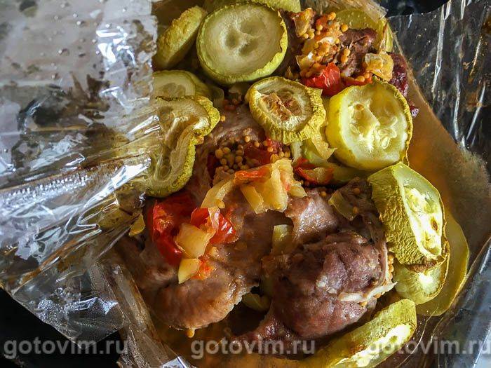 Свиняча лопатка з кабачками і діжонською гірчицею, запечена в рукаві, Крок 07