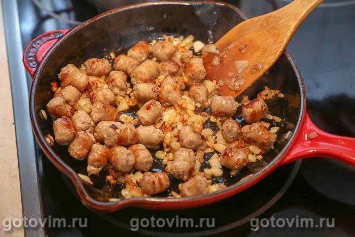 Фотографії рецепта Горохова каша зі смаженими ковбасками, 05 Горохова каша зі смаженими ковбасками, Крок 05