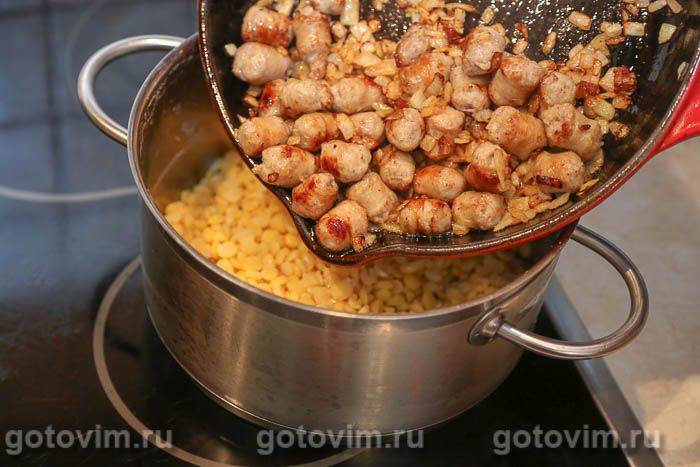 Фотографії рецепта Горохова каша зі смаженими ковбасками, 06 Горохова каша зі смаженими ковбасками, Крок 06