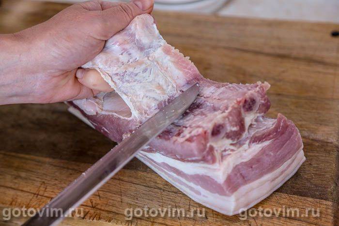 Копчена свиняча грудинка (шприцювання м'яса для копчення), Крок 01