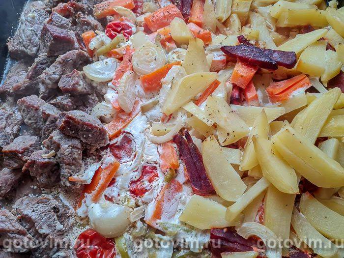 Фотографії рецепта М'ясо з овочами в сметані (в духовці), 07 М'ясо з овочами в сметані (в духовці), Крок 07
