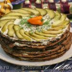 Печінковий торт із часниковим соусом