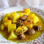 Картопля, тушкована з курячими сердечками в мультиварці Картопля, тушкована з курячими сердечками в мультиварці