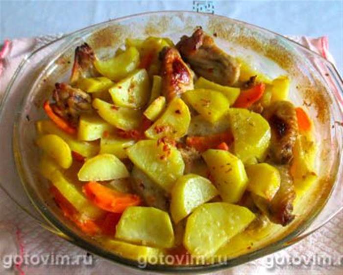Фотографії рецепта Картопля з курячими крильцями в духовці, 07 Картопля з курячими крильцями в духовці, Крок 07