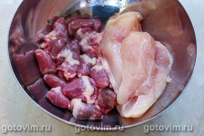 Котлети з курячих сердечок із курячим філе, Крок 01