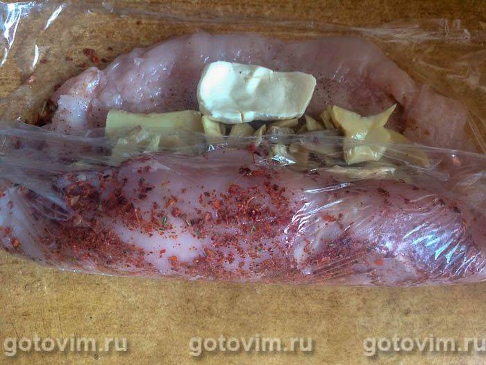 Курячий рулет із плавленим сиром і грибами, Крок 06