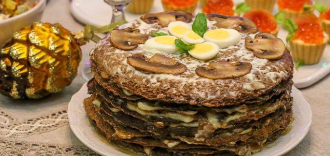 Печінковий торт із грибами
