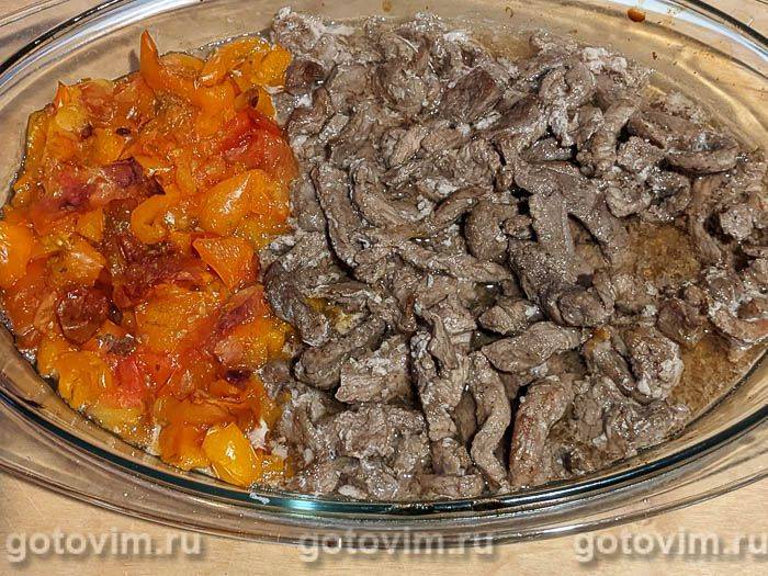 Піджарка зі свинини з овочами в духовці та пюре із зеленого горошку, Крок 06