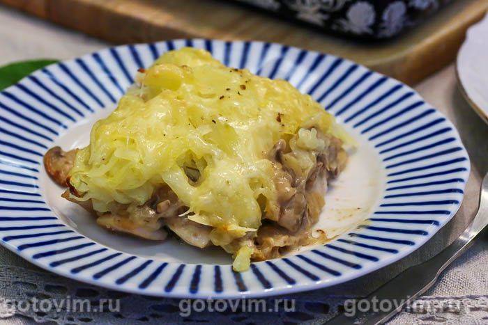 Картопляна запіканка з куркою, грибним соусом і сиром. Фотографія рецепта Картопляна запіканка з куркою, грибним соусом і сиром. Фотографія рецепта